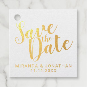 Gold Foil Wedding Save the Date Geschenkanhänger