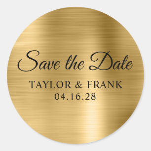 Gold Foil Wedding Save the Date Runder Aufkleber
