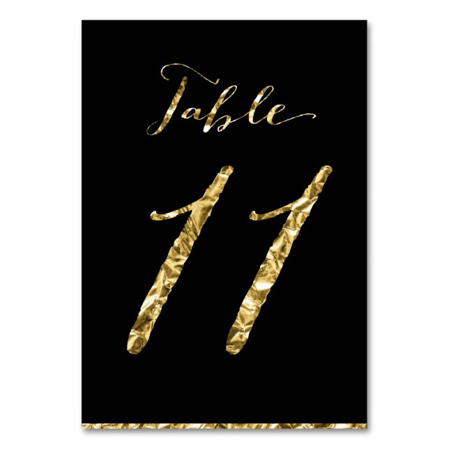 Gold Foil Wedding Tischnummern Black No. 11 (Vorderseite)