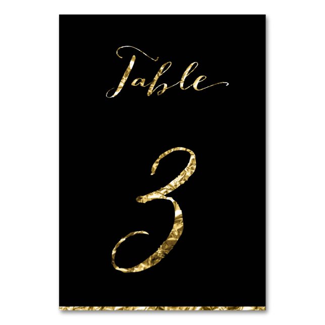 Gold Foil Wedding Tischnummern Black No. 3 (Vorderseite)