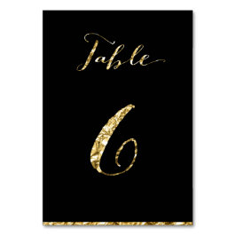 Gold Foil Wedding Tischnummern Black No. 6