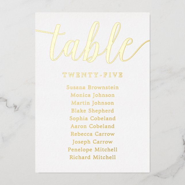 Gold Foil Wedding Tischnummern Foto Backer (Vorderseite)