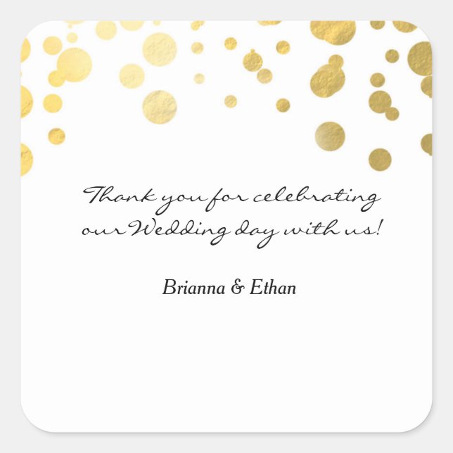 Gold Foil Wedding White Gevor Sticker Labels (Vorderseite)