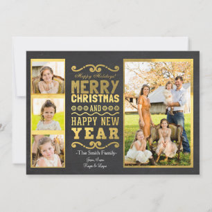 Gold Foil Weihnachtsfotokarte Feiertagskarte