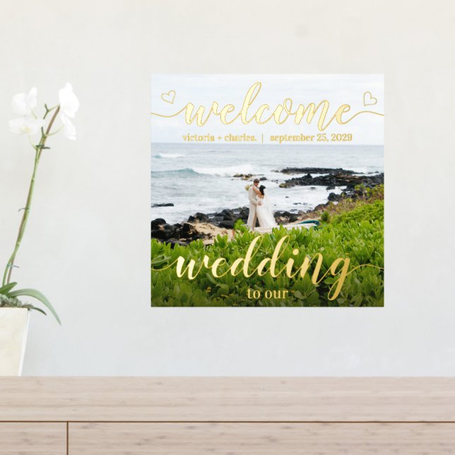 Gold Foil Willkommen bei unserer Hochzeit Ihres Fo Foliendrucke (In Situ (Eingangstisch))