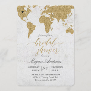 Gold Foil World Map Bridal Dusche Einladung