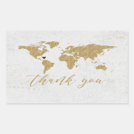 Gold Foil World Map Hochzeit in Urlaubsort Vielen Rechteckiger Aufkleber