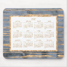 Gold Foil Yearly 2017 Calendar Mouse Pads Blue Mousepad