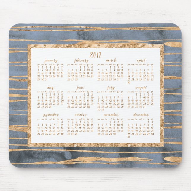 Gold Foil Yearly 2017 Calendar Mouse Pads Blue Mousepad (Vorne)