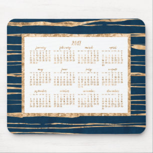 Gold Foil Yearly Calendar 2017 Mouse Pads Blau Mousepad