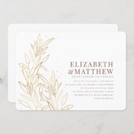 Gold Foliage Modern + Minimalistische Hochzeit Einladung