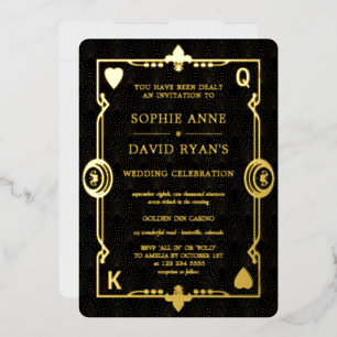 GOLD-FOLIE Casino Nacht Las Vegas Poker Hochzeit  Folieneinladung