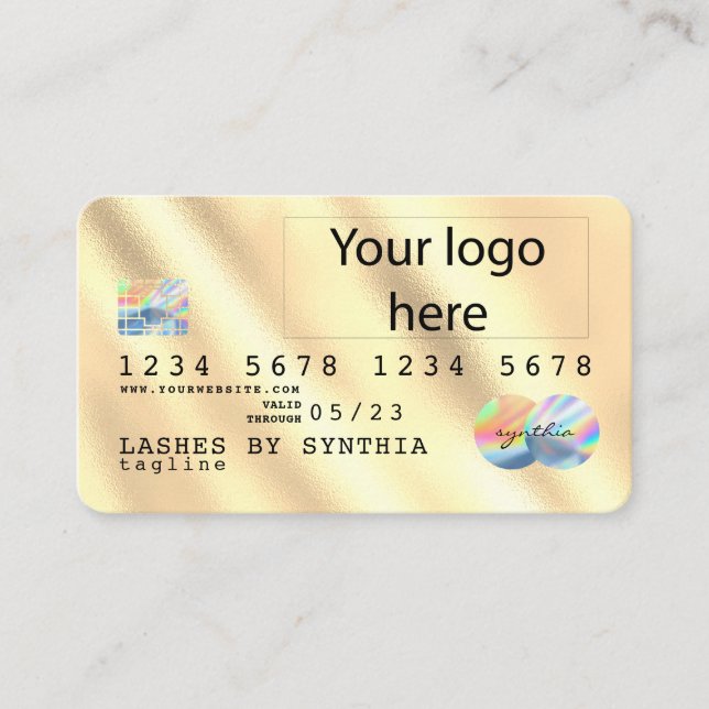Gold-Folie Kreditkarte Fügen Sie Ihr Logo Hologram Visitenkarte (Vorderseite)
