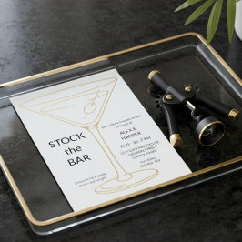 Gold Folie Martini Minimalist Bar bestücken Dusche Folieneinladung