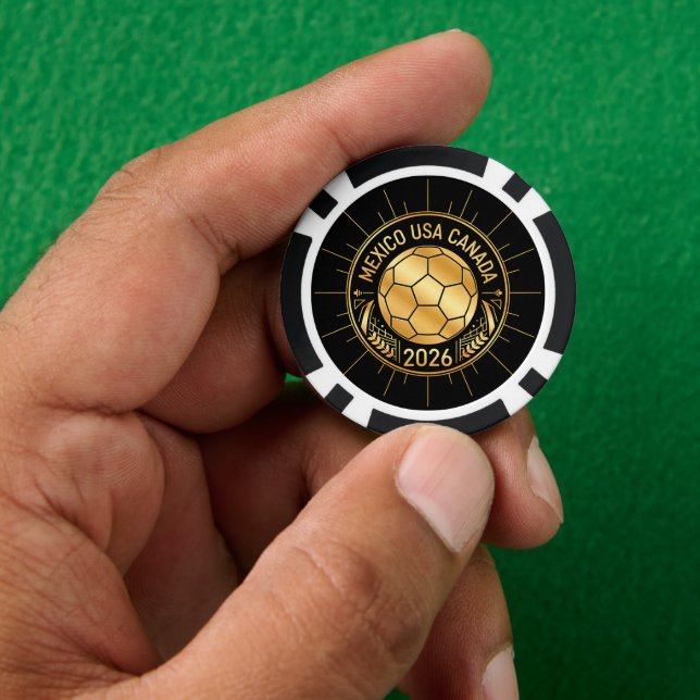 Gold Football Emblem 2026 | Mexico USA Canada Pokerchips (Hand)