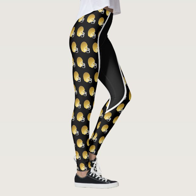 Gold Football Helm Print Leggings (Rechts)