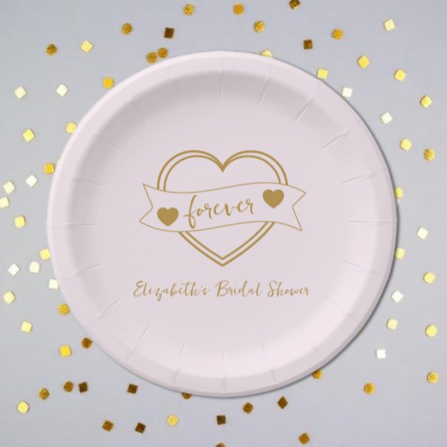 Gold Forever Hearts Brautparty Pappteller (Von Creator hochgeladen)
