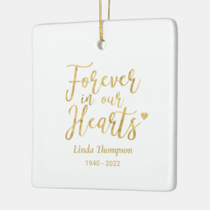 Gold Forever in unserem Hearts Memorial Foto Keramikornament