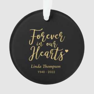 Gold Forever in unserem Hearts Memorial Foto Ornament