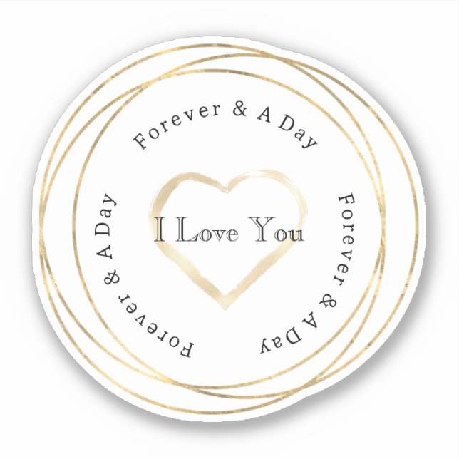 Gold Forever Love Heart Wedding Aufkleber (Vorderseite)
