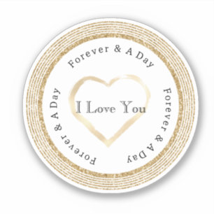 Gold Forever Love Heart Wedding Aufkleber