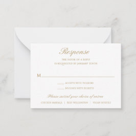 Gold Formal Traditional Wedding Mini RSVP Card Mitteilungskarte