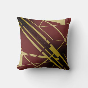 Gold-Formen-Linien auf burgundy Black Flows Design Kissen
