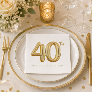 Gold Forty 40. Geburtstags-Ballonparty Serviette