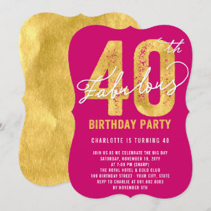 Gold Forty und Fabulous 40. Geburtstagseinladung Einladung