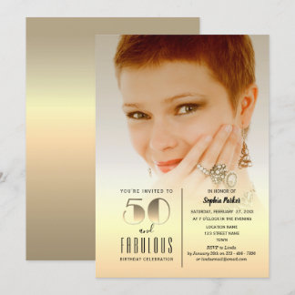 Gold Foto 50. Geburtstag Einladung