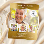 Gold Foto Collage Geburtstagseinladung<br><div class="desc">Erstellen Sie Ihre eigene,  einzigartige Collage aus Foto. Verwenden Sie vier,  vier Ihrer Lieblings-Fotos. Personalisieren und fügen Sie einen Namen und Party-Details hinzu. Ein Imitat mit goldfarbenem Hintergrund,  weißer Text. 1 Blatt = 1 Einladung mit Druckkante bis Kante.</div>