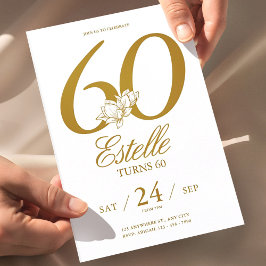 Gold Foto Save the Date 60. Geburtstag Einladung