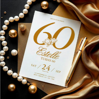 Gold Foto Save the Date 60. Geburtstag Einladung
