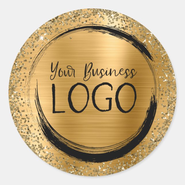 Gold Found Glitzer Glam Business Logo Runder Aufkleber (Vorderseite)