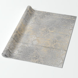 Gold Foxier Damask Silver Gray Wood Shabby Rustika Geschenkpapier