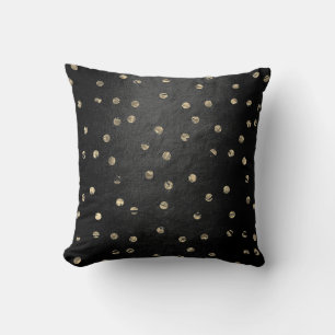 Gold Foxier Rose Black Pink Metallic Polka Dots Kissen