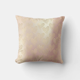 Gold Foxier Rose Gold Pink Metallische Herzen Kissen