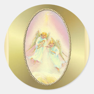 GOLD FRAME & ANGELS VON SHARON SHARPE RUNDER AUFKLEBER