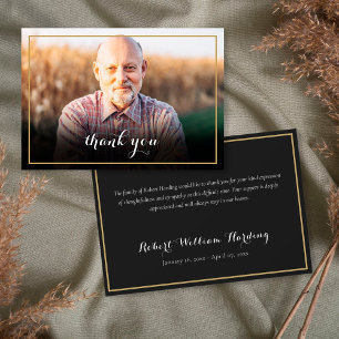 Gold Frame Beerdigung Foto Elegantes Skript Dankeskarte