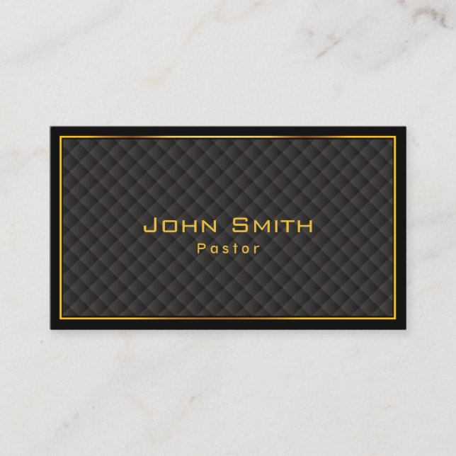 Gold Frame Diamond Grids Pastor Business Card Visitenkarte (Vorderseite)