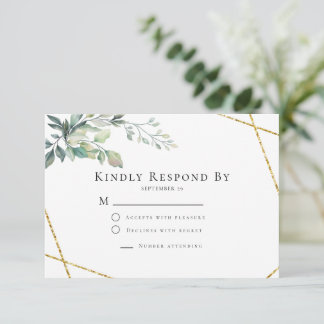 Gold Frame Flyer Rustikale Foliage Hochzeit RSVP Karte