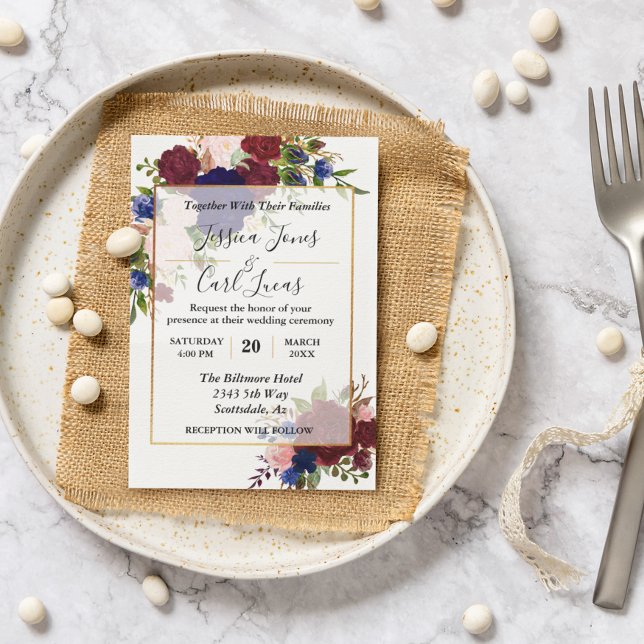 Gold-Frame-Hochzeit der Marine Einladung (Von Creator hochgeladen)