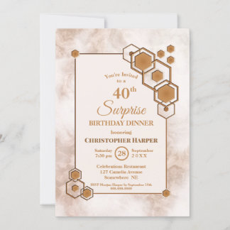 Gold Frame Marmor Überraschung 40. Geburtstag Aben Einladung