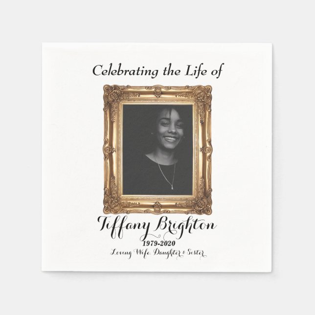 Gold Frame Memorial Napkins Serviette (Vorderseite)
