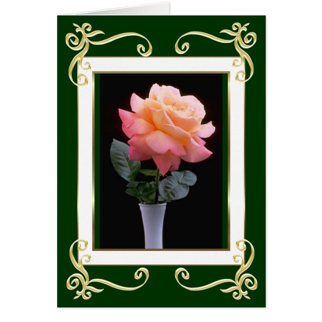 Gold Frame Rose Card (Vorne)