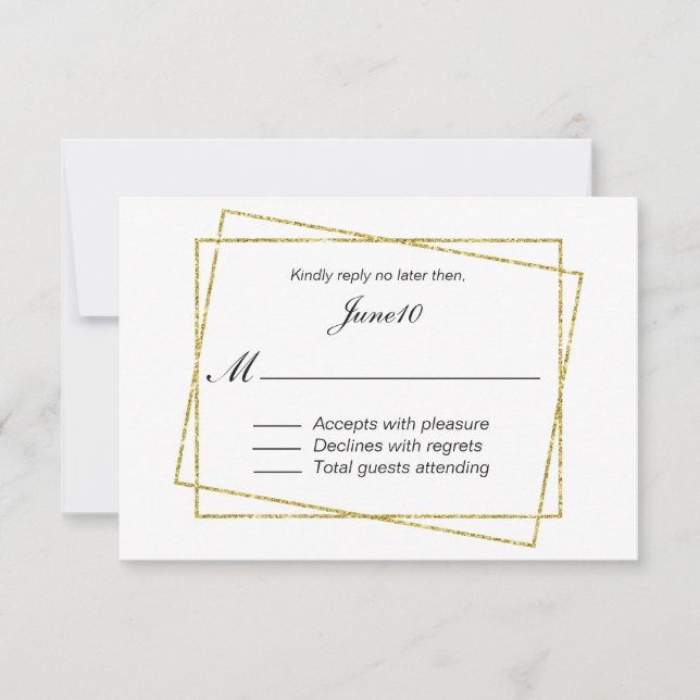 Gold Frame Wedding RSVP Karte (Vorderseite)