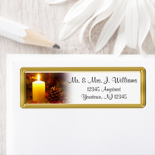 Gold Frame Weihnachtskerzen Rücksendeadresse Label (Insitu)