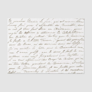 Gold French Script Handwriting Letter Decoupage Seidenpapier