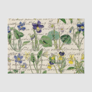 Gold French Script Viola Blume Vintag Seidenpapier