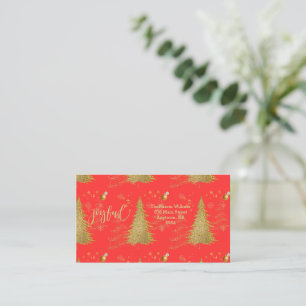 Gold FREUDIG auf rotem Weihnachten Mitteilungskarte